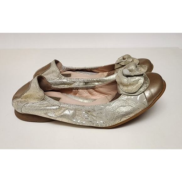 Beautifeel Ivana Floral Metallic Gold Ballet Flats Size US 7/38 - Picture 2 of 6
